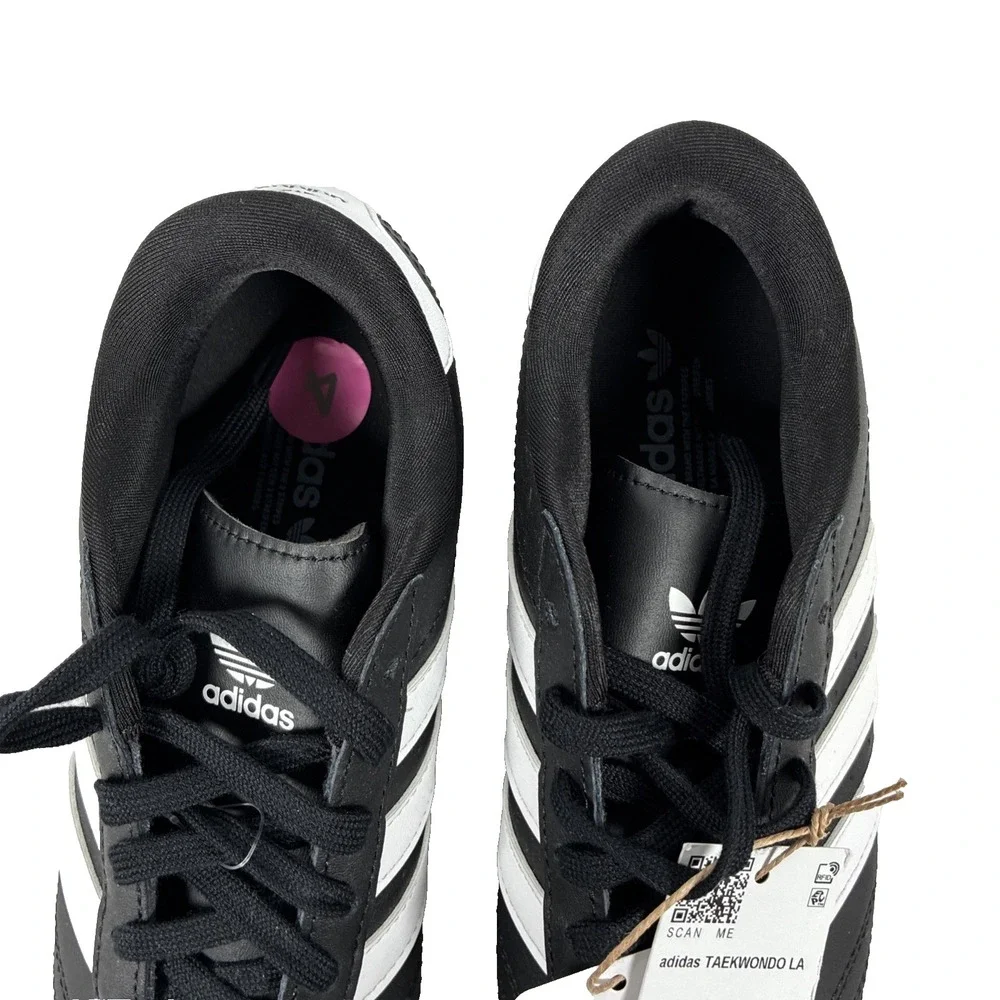 New Adidas Taekwondo Shoes Sneakers Lace J Kids Size 4 Black/White Unisex JR6807
